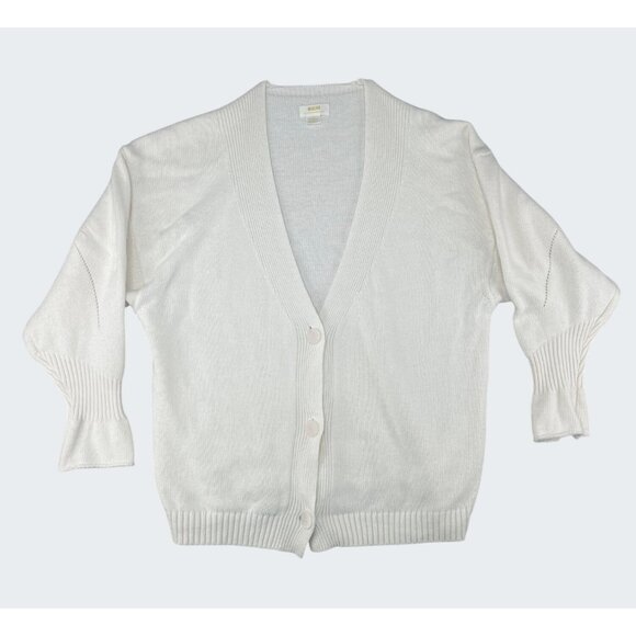 Maeve By Anthropologie Medium Ivory Knit Cardigan Sweater W/ Button Front - Picture 14 of 15